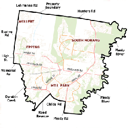 Map of Mill Park district