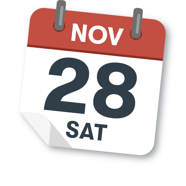 Calendar that reads Saturday Nov 28