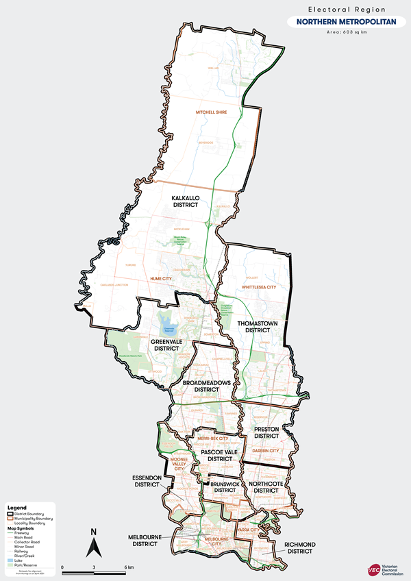 Map of Northern Metropolitan Region