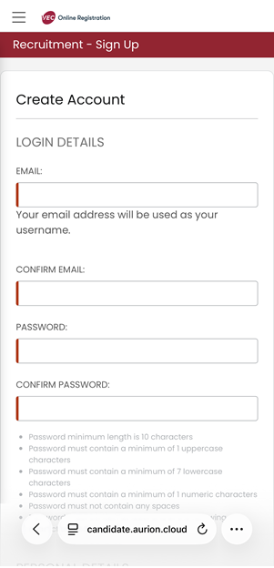 A screenshot with a login details page