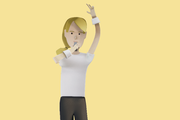 Illustration of a female referee blowing a whistle