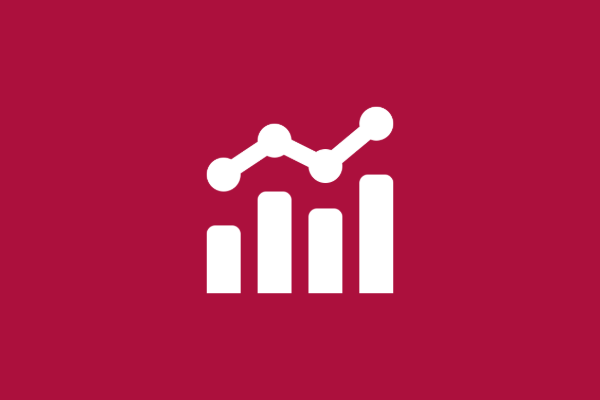Icon showing a bar chart and trend line