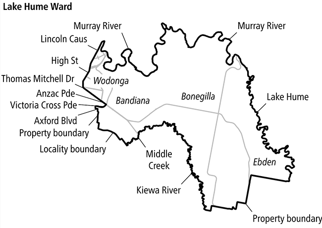 Map of Lake Hume Ward, Wodonga City Council