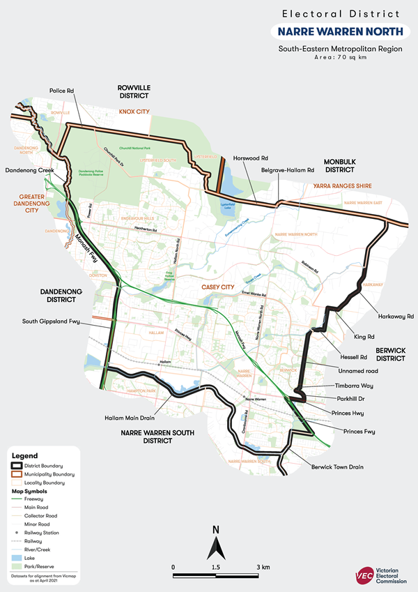 Map of Narre Warren North District