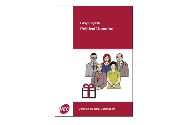 Front cover of the Easy English political donation booklet