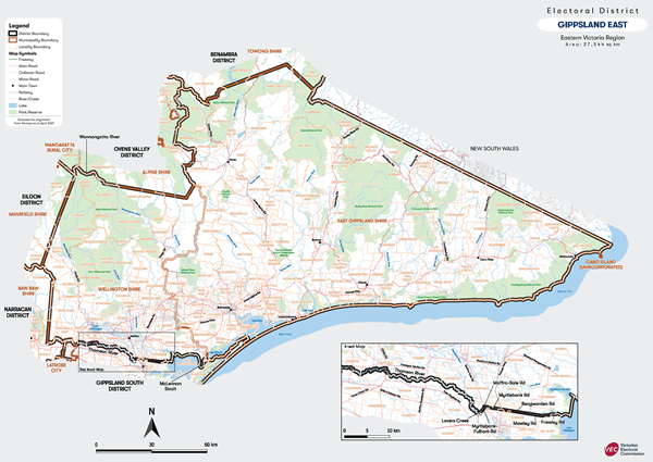 Map of Gippsland East District