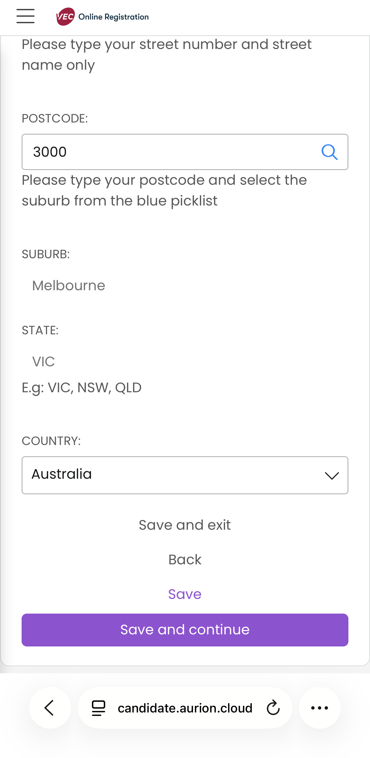 A screenshot showing the election staff Application Form