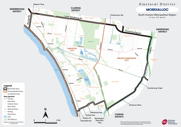 Map of Mordialloc District