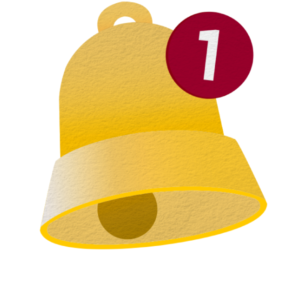 Bell icon symbolising a new message or email.