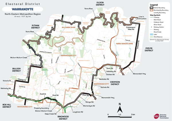 Map of Warrandyte District