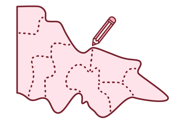 Conceptual image of boundaries being drawn over the State of Victoria.