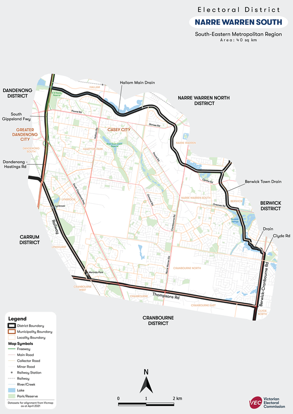 Map of Narre Warren South District