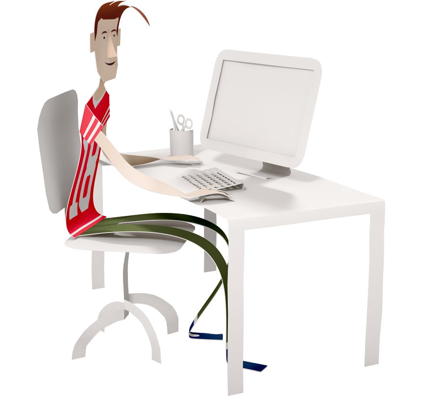 Illustration of a man at chair in front of a computer enrolling online