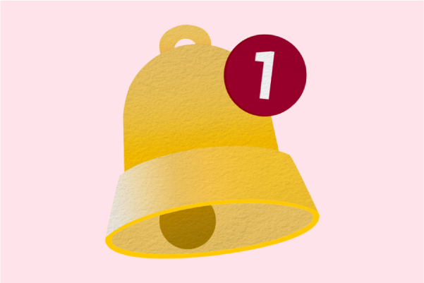 Bell icon symbolising a new message or email.