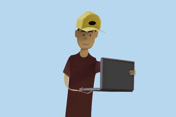 Illustration of person holding a computer
