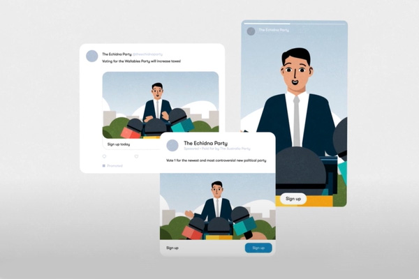 Illustration of election content across different social media platforms