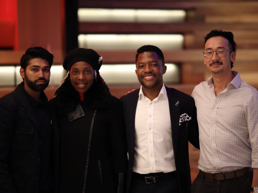 VEC staff member Krushnadevsinh Ravalji stands with three other culturally diverse emerging leaders at a networking event