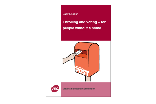 Cover image for the Easy English guide to enrolling and voting for people without a home