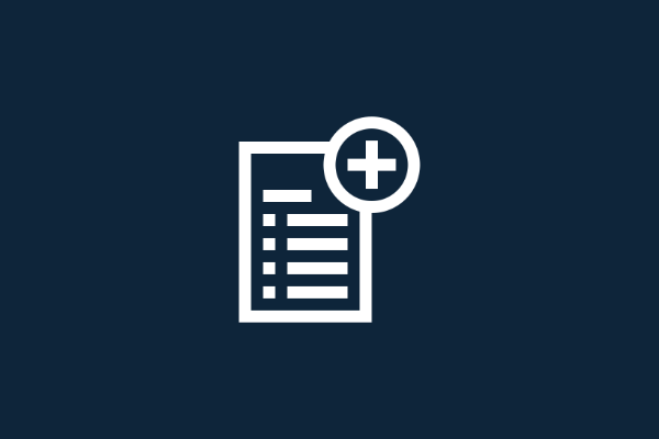 Icon of a document with a + sign in the top right