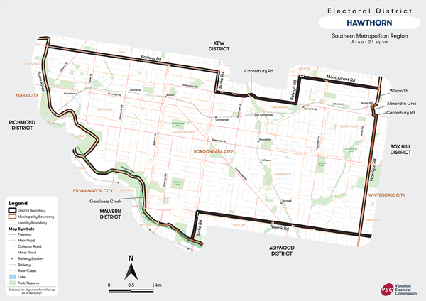 Map of Hawthorn District