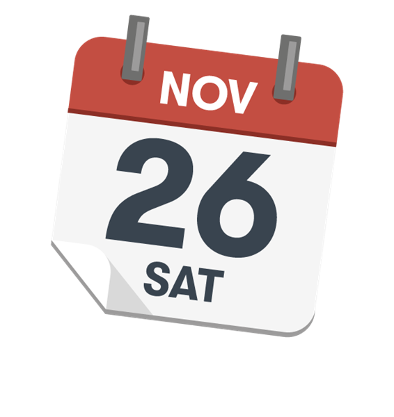 Illustration showing Saturday 26 November on a calendar