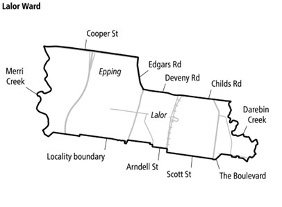 Map of Lalor Ward in Whittlesea City Council