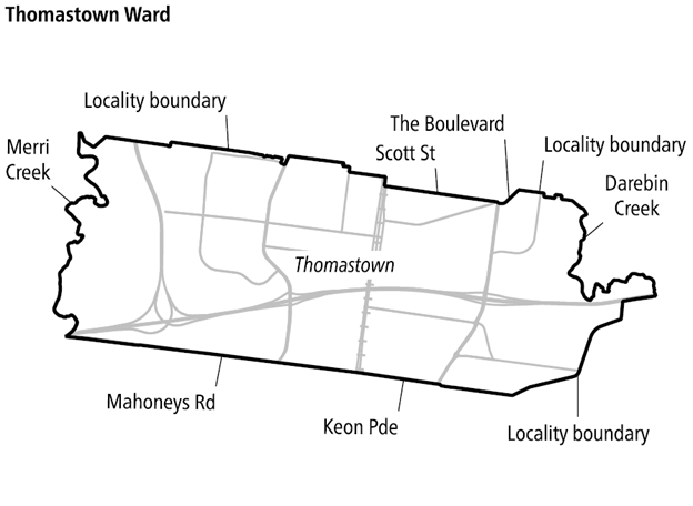 Map of Thomastown Ward in Whittlesea City Council
