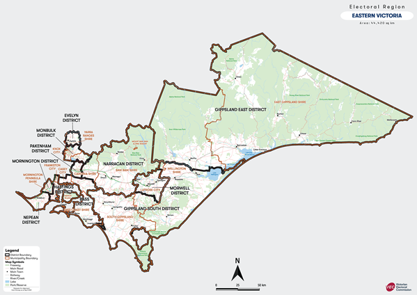 Map of Eastern Victoria Region