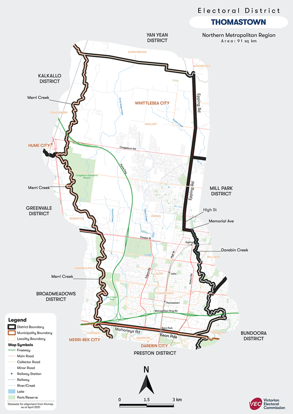 Map of Thomastown District