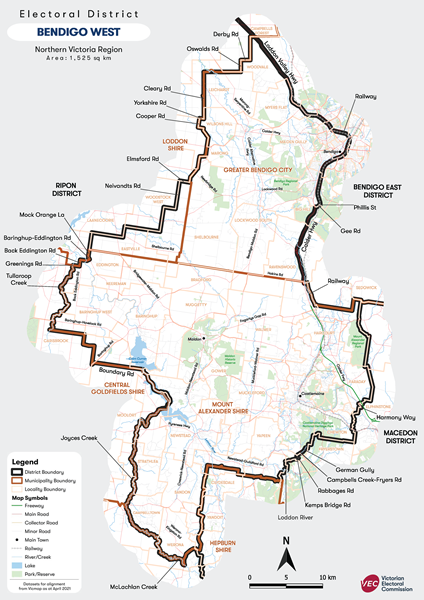 Map of Bendigo West District